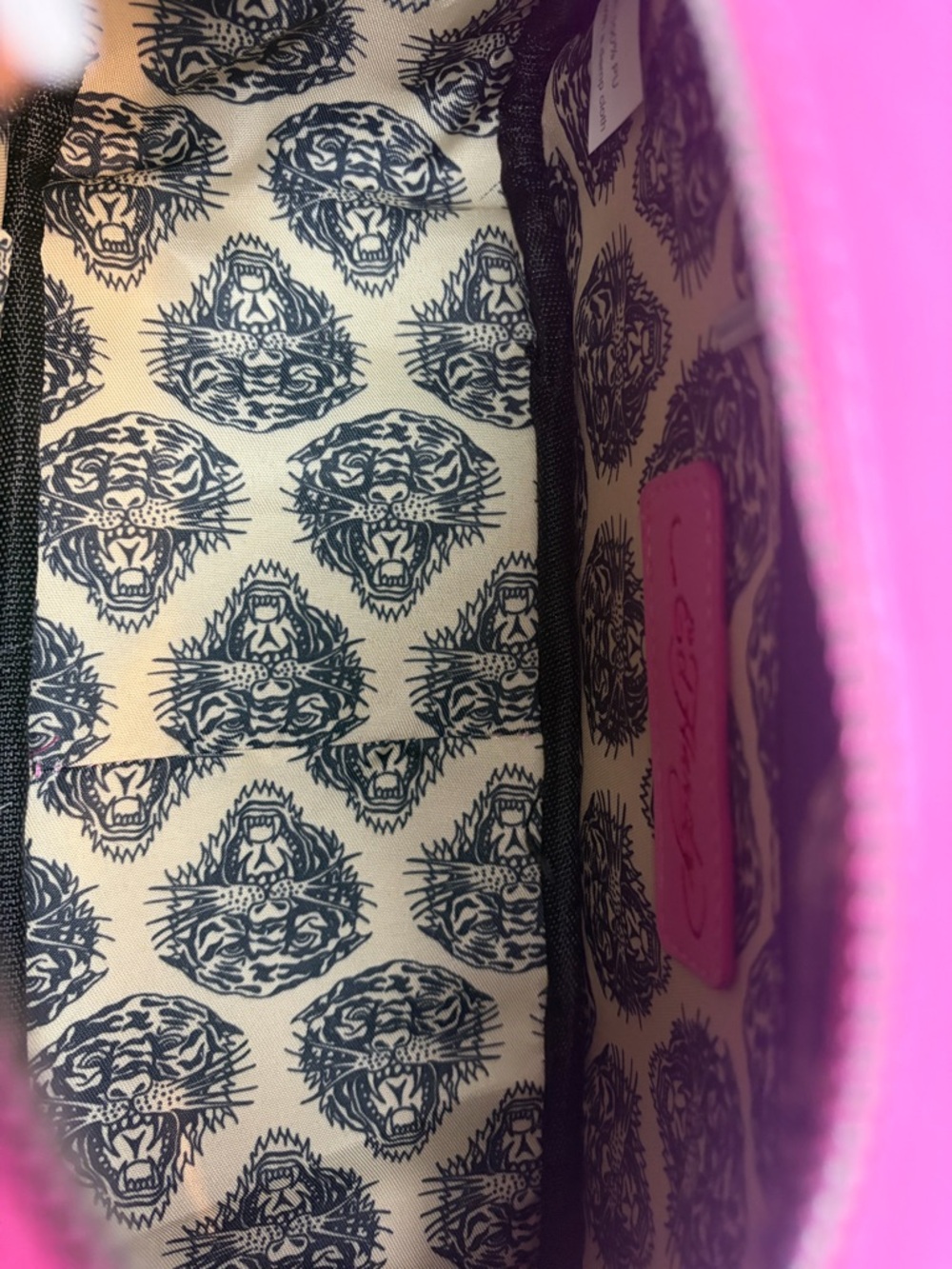 Ed Hardy Pink Satchel Bag Adjustable Straps Skull Flowers Rhinestone Y2K NWT $80 - Picture 6 of 10